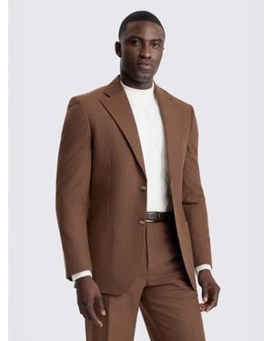Moss Chestnut Relaxed Fit Flannel Suit Jacket - Brown