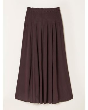 FatFace Fatface Harper 100% Cotton Pleated Maxi Skirt - Brown