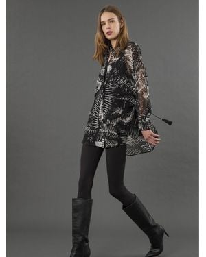 Religion Zoe Oversized Long Line Shirt - Gray