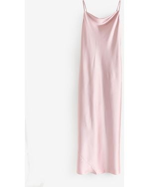 Next Satin Cowl Neck Wedding Guest Bridesmaid Maxi Dress - Pink
