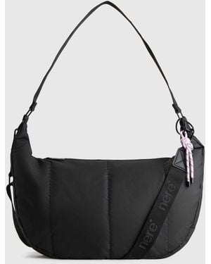 Nere Coated Crescent Cross-Body Bag - Black