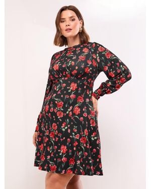 Lipsy Curve Mini Floral Lace Trim Jersey Underbust Dress - Black
