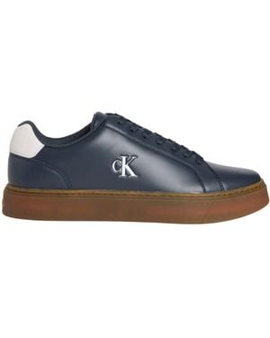 Calvin Klein Calvin Klein Leather Signature Logo Sneakers - Blue
