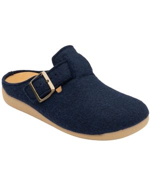 Lotus Textile Mule Slippers - Blue