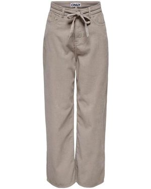 ONLY Mid Waist Tie Belt Corduroy Jeans - Gray