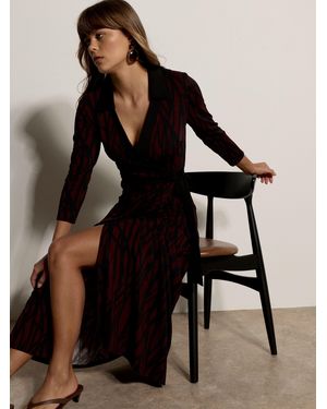 Apricot Abstract Print Wrap Maxi Dress - Black