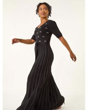 Roman Petite Hotfix Knitted Midi Dress - Black