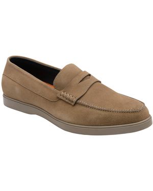 Frank Wright Suede Slip-On Penny Loafers - Brown