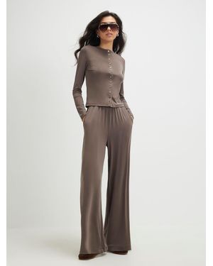 River Island Long Sleeve Soft Touch Top - Brown