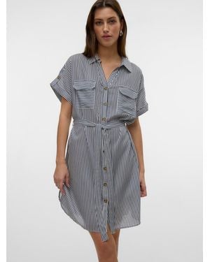 Vero Moda Short Sleeve Shirt Dress - Gray
