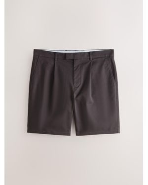 Next Pleated Smart Chino Shorts - Gray