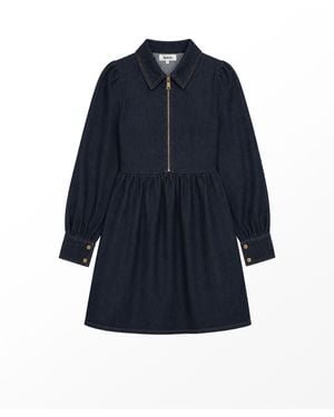 Ro & Zo Denim Zip Front Mini Dress - Blue