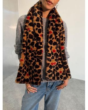 Never Fully Dressed Leopard Cherry Fur Scarf - Brown