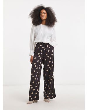 Simply Be Spot Print Wide Leg Pants - White