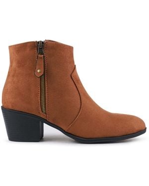 Pavers Western-Heeled Ankle Boots - Brown