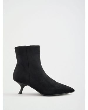 Lipsy Standard Fit Faux Suede Pointed Toe Low Kitten Heel Smart Ankle Boots - Black