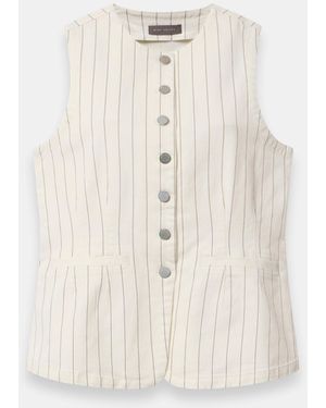 Mint Velvet Pinstripe Denim Longline Waistcoat - White