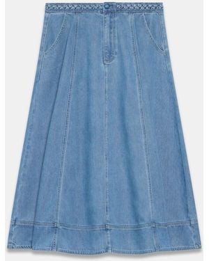 Mint Velvet Denim Midi Skirt - Blue