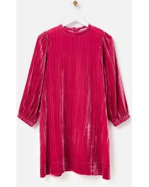 Oliver Bonas Velvet Long Sleeve Mini Dress - Pink