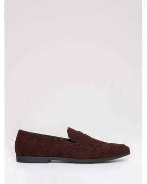 Threadbare Faux Suede Penny Loafers - Brown