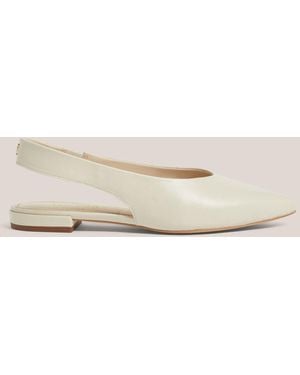 Hobbs Warm Ivory Natalia Leather Flat Slingbacks - Natural