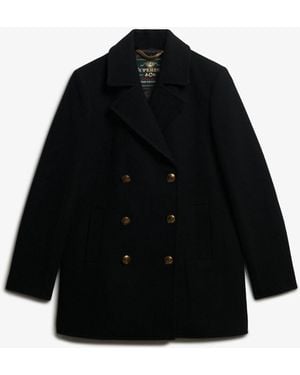 Superdry Double Breasted Peacoat - Black