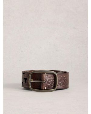 White Stuff Punch Out Floral Belt - Natural