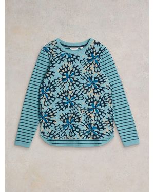 White Stuff 100% Baumwolle Clara Langarm-T-Shirteu 40 (Uk 12) - Blau