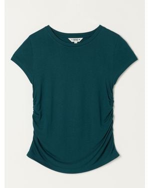 FatFace Ruby Short Sleeve Ruched Top - Green