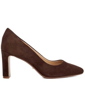 Dune Wide Fit Arriving Comfort Mid Block Heel Suede Shoes - Brown