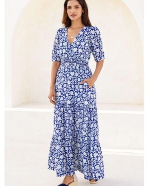 Aspiga Billie Short Sleeve Cotton Dress - Blue