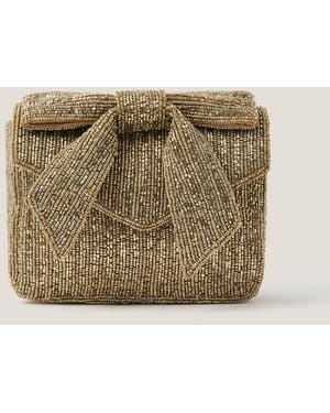 Monsoon Bella Beaded Bow Bag - Natural