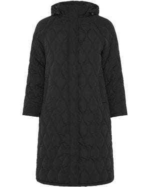 Evans Quilted Longline Coat - Black