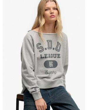 Superdry Athletic Essentials Bardot Crew Sweatshirt - Gray