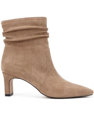 Novo Regular Fit Kallie Ruched Ankle Mid Slim Block Boots - Brown