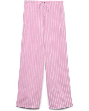 Vero Moda Vero Moda Drawstring Linen Blend Stripe Pants - Pink