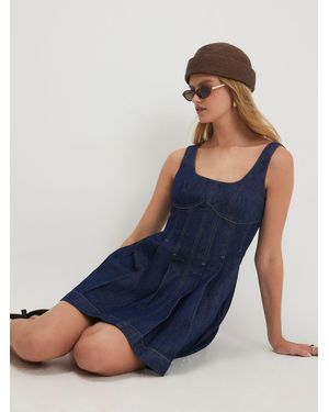 River Island Sleeveless Corset Denim Mini Dress - Blue