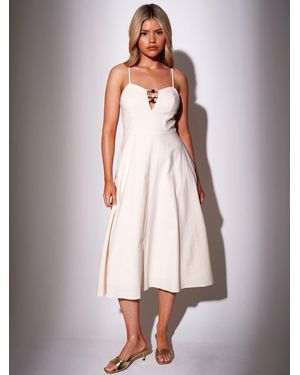 South Beach Bead Detail Strappy A Line Midi Dress - Pink