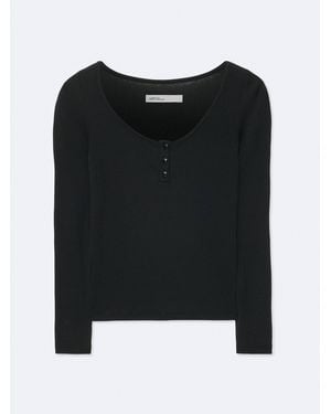 AllSaints Allsaints Jules Long Sleeve Henley Top - Black