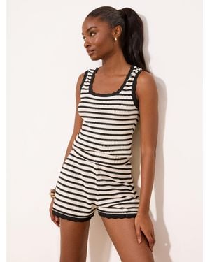 Lipsy Crochet Striped Shorts - White