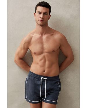 Reiss Paspelierte Badeshorts Mit Kordelzug - Blau