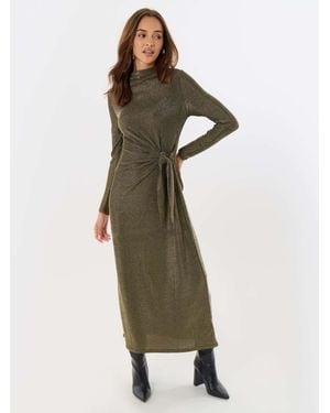 Threadbare Petite Funnel Neck Midaxi Dress - Green