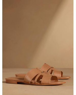 Russell & Bromley Tan Clyde Flat Mule Sandals - Brown