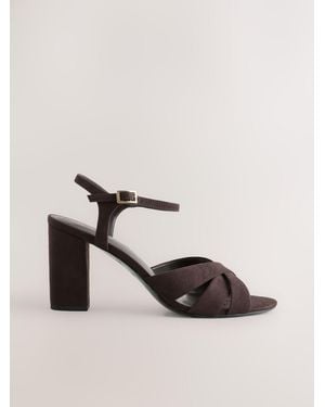 Next Standard/Wide Fit Forever Comfort Block Heel Sandals - Natural