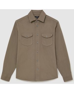 Reiss Cotton-Twill Twin-Pocket Regular-Fit Shirt - Natural