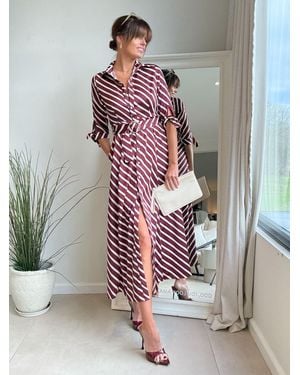 Style Cheat Daphne Belted Shirt Dress - Gray