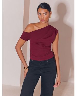 Lipsy Burgundy Off The Shoulder Jersey Top - Red