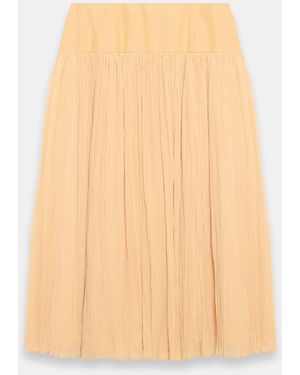 Mint Velvet Waist Crinkle Midi Skirt - Natural