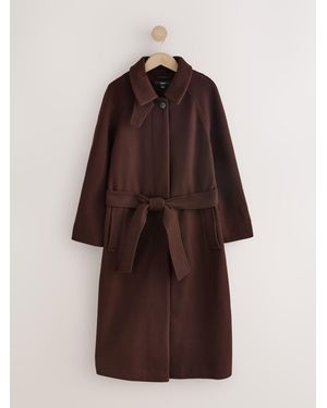 Next Chocolate Belted Unlined Coat - Brown