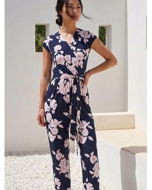 Roman Petite Floral Jumpsuit - Blue